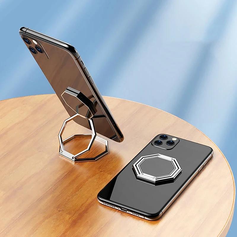 Metal Foldable Phone Holder 360 Degree Rotation Stand Double Finger Ring Round Cellphone Universal Portable Metal Kickstand