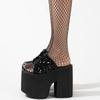 Fashion 13 Cm Super High Heel Black Bling Thick Slippers Women Fashion Non-slip Platform Sandals Summer Comfort Large Size Beach Sandals