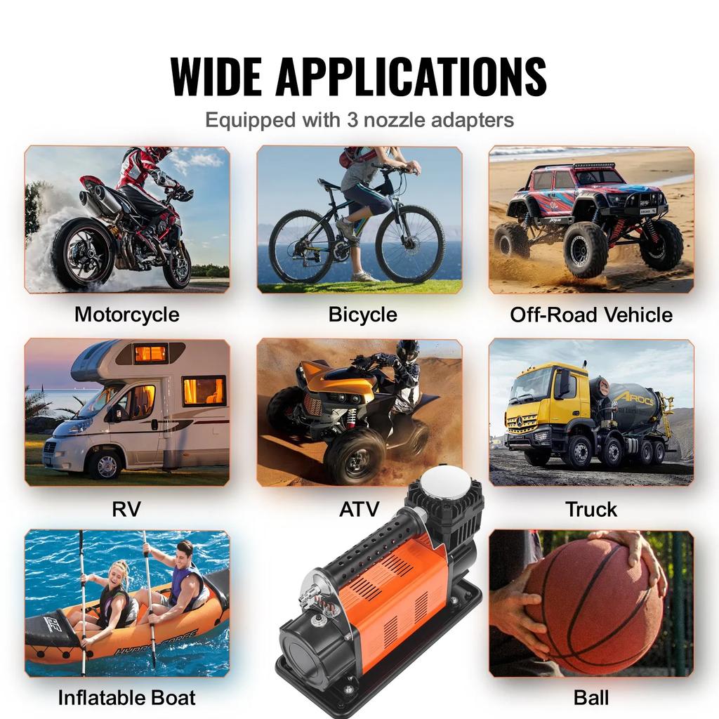 VEVOR 12V Heavy Duty Air Compressor - with Digital Pressure Gauge Tire Inflator Kit, 7.06 CFM Portable Tire Inflator