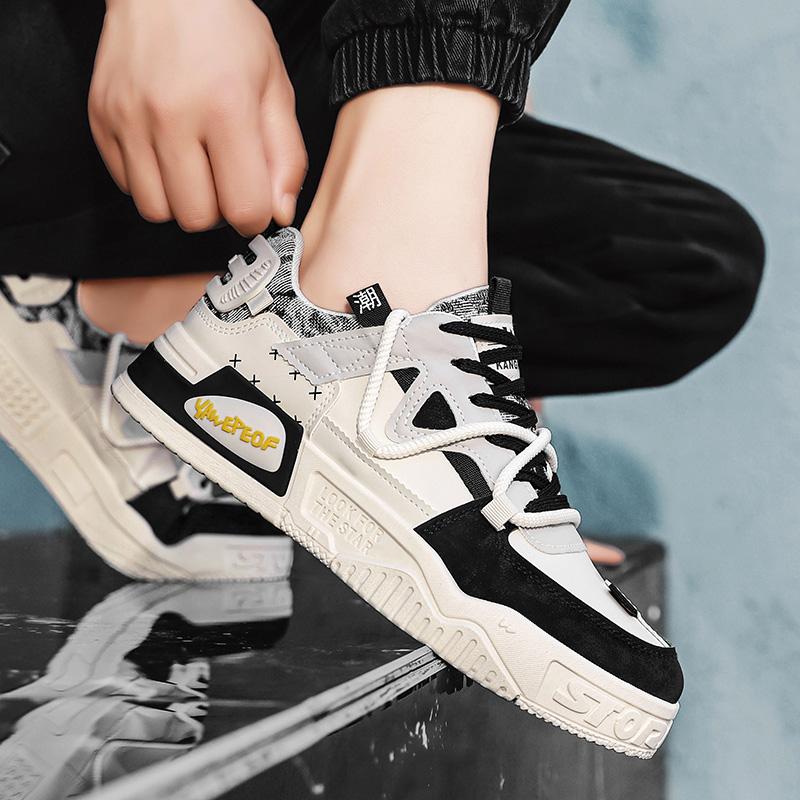 Season Wearable Men's Trendy and Versatile Non Slip Sole Sports Flat Shoes Height Increasing Wear-resistant Casual Board Shoes