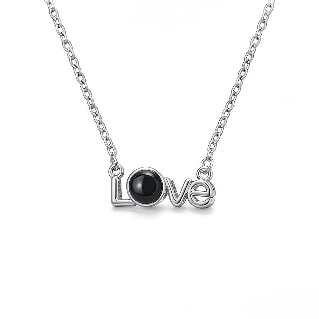 100 Languages 'I Love You' Projection Titanium Steel Necklace - European & American Style Women's Light Luxury