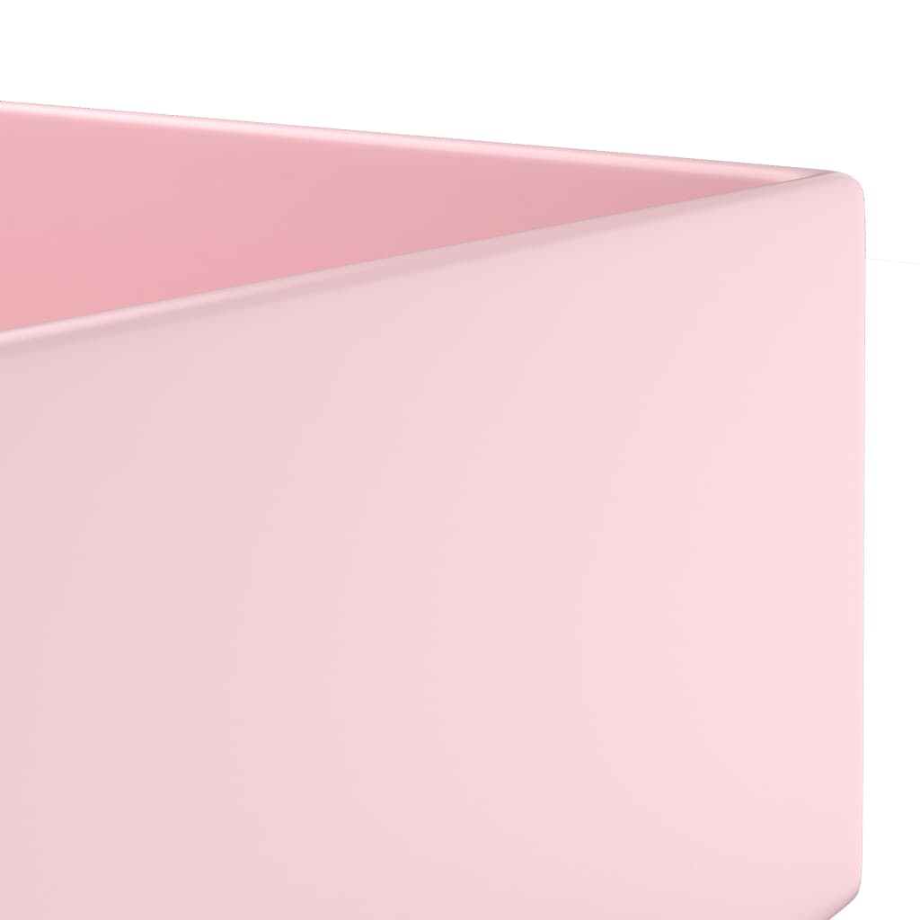 Bathroom Wash Basin with Overflow Matte Pink Ceramic
