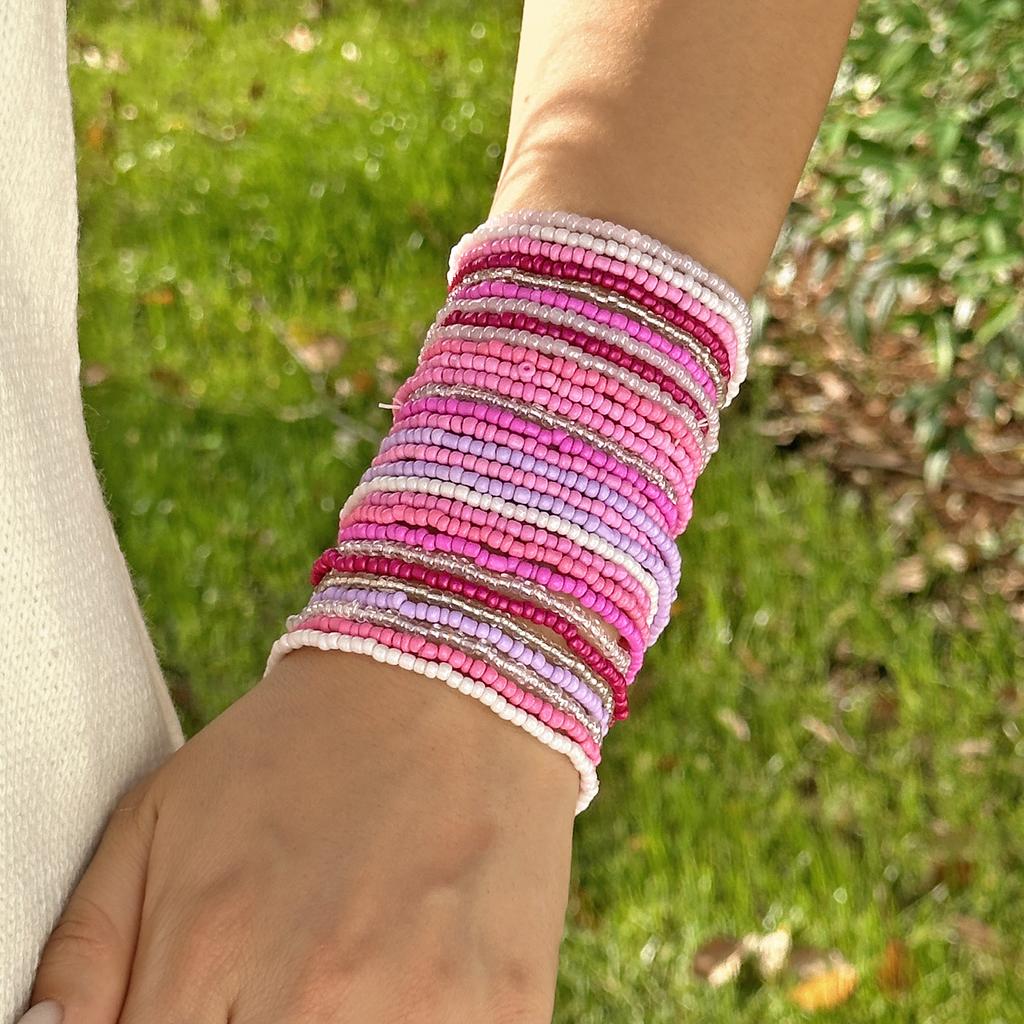 Set di Braccialetti Bohémien Colorati con Perline per Donna Catena Elastica con Perline di Riso Braccialetti Impilabili Gioielli per Feste Ragazza