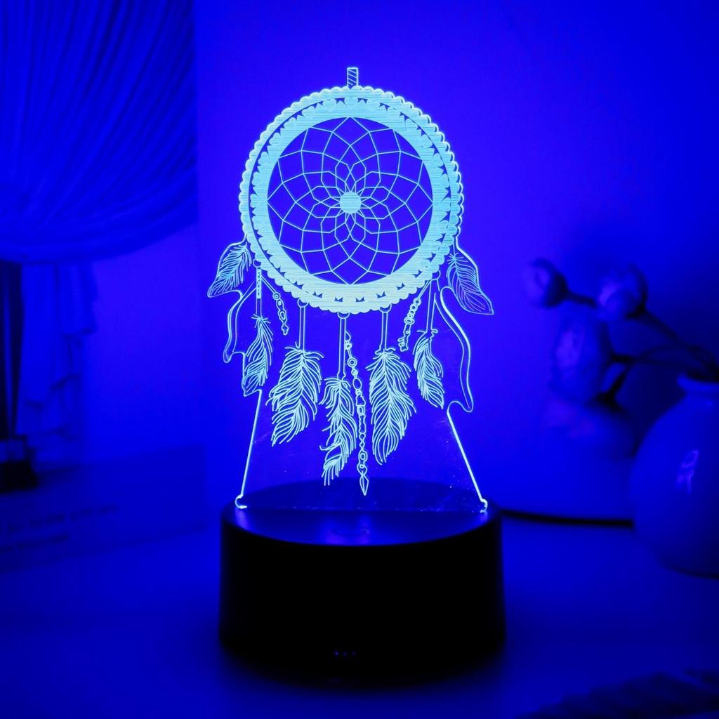 USB Dreamcatcher 3D Night Light Touch Seven Color Gradient Creative Desktop and Bedroom Atmosphere Light Room Decoration Light