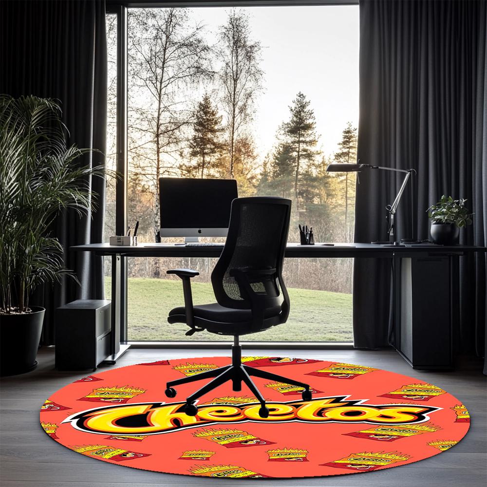 Cheetos Printed Round Rug Carpet Chair Rug Area Rug Entryway Doormats,for Office Chair Living Room Bedroom Kitchen Room.