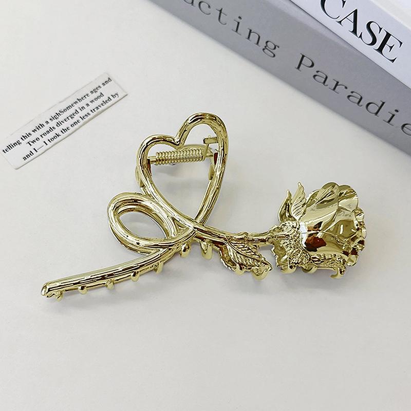 Vintage Stil Liebe Rose Große Metallpfanne Haarspange Damen Hinterkopf Haifischklemme Kopfschmuck