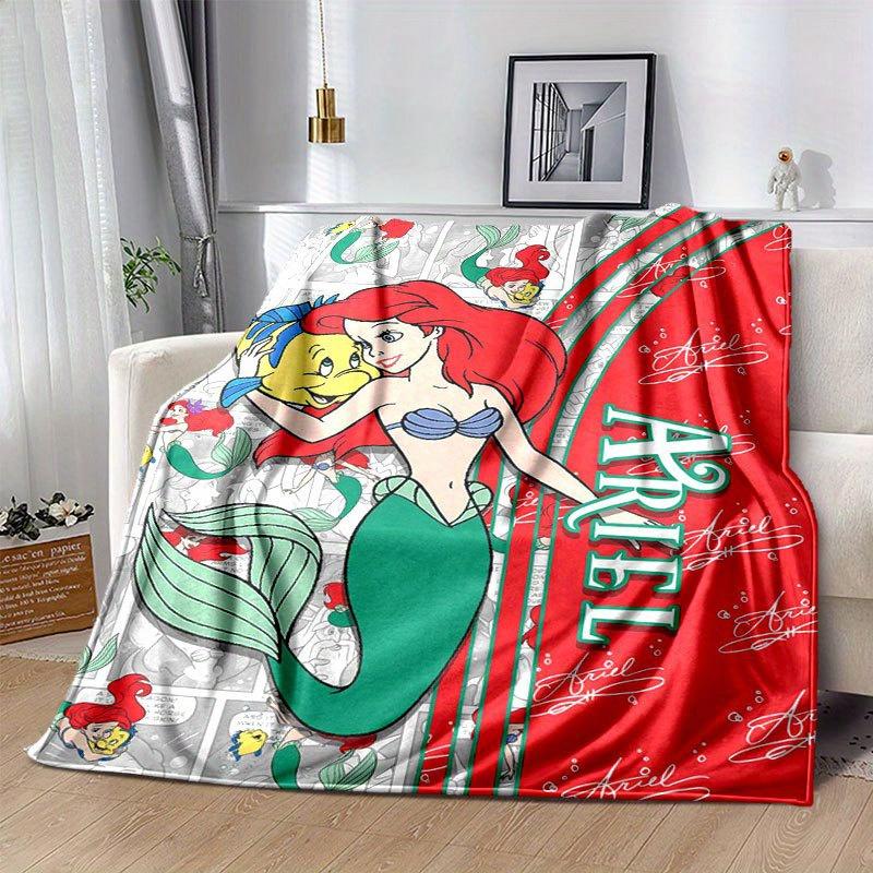 Manta da Pequena Sereia Ultra-Macia, Quente, Aconchegante para Sala de Estar, Sofá, Acessório de Viagem para Todas as Estações Personagem de Desenho Animado Fofo Decoração de Casa