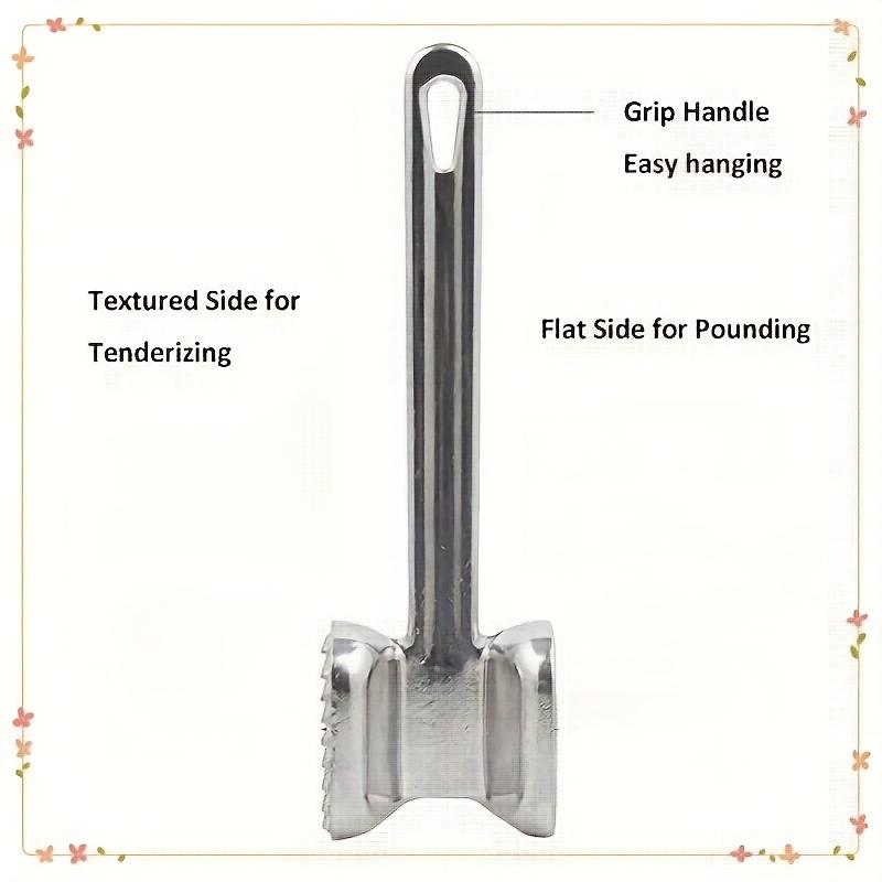 Stainless Steel Meat Tenderizer Hammer, Dual-Sided Steak Beater for Home Use