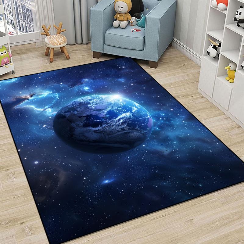 Children Bedroom Decoration Carpet Outer Space Pattern Abstract Carpets Living Room Sofa Area Rug Child Bedside Non-slip Mat