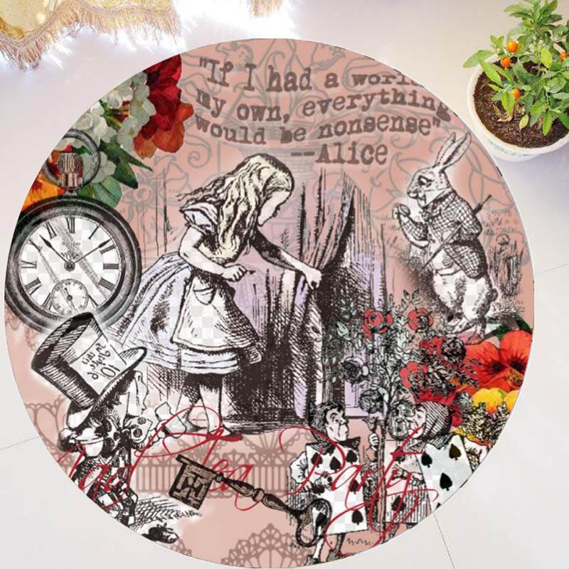 Cool Cheshire Cat Round Rug Carpets for Living Room Alice In Wonderland Area Rug Floor Mat Rubber Chair Kid Girl Room Decor Gift