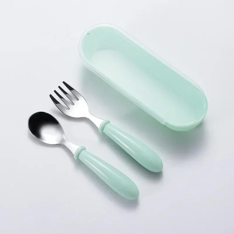 Child Feeding Tableware Set Children Utensil Stainless Steel Toddler Dinnerware Cutlery Cartoon Infant Food Feeding Spoon Fork