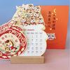 Wooden Stand Flowers Desk Calendar Card Insert Standing Desk Calendar Mini Desk Calendar  Festival