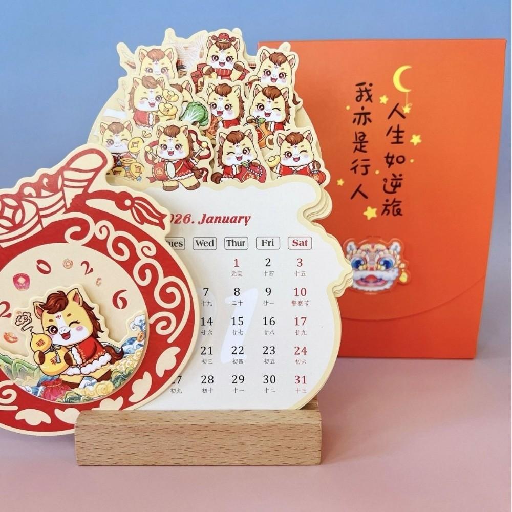 Wooden Stand Flowers Desk Calendar Card Insert Standing Desk Calendar Mini Desk Calendar  Festival