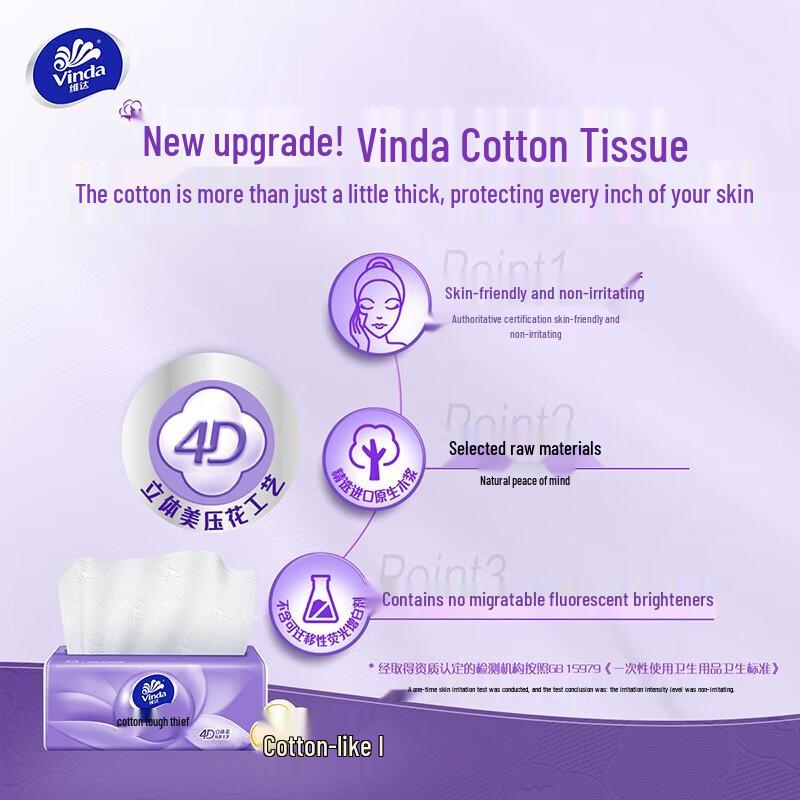 Vinda Cotton Soft Tissues (S-size, Baby & Mother Friendly)