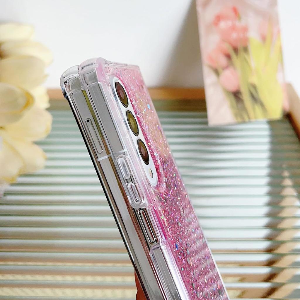 For Samsung Galaxy Z Fold 6 Glitter Case, Cute Bling Sparkle Sparkly Shiny Soft TPU Silicone Clear Bumper Four Corner Shockproof Protective Case for