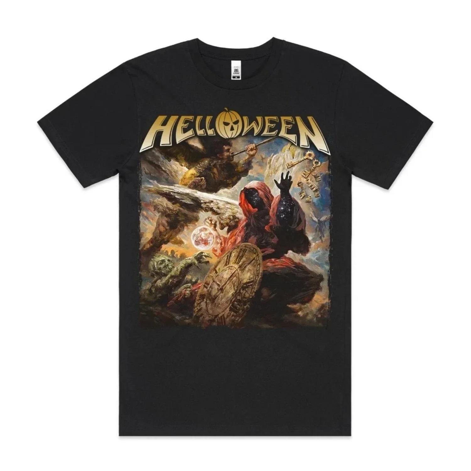 

Heavy Metal Helloween T-Shirt Band Family Tee Music T-Shirt Retro Short Sleeve Womens T-Shirt Black Casual Crew Neck Cotton Tee S разноцветный