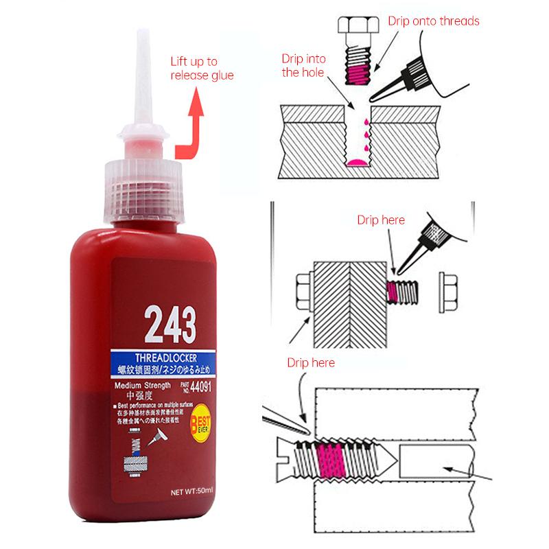 50ml Vida Sabitleyici Anaerobik Tutkallar Gevşek Vida Tutkalları Bağlantı Sızdırmazlık Maddesi Hızlı Kürlenen Vida Sabitleme Maddesi Vidalar için Sızdırmazlık Maddesi