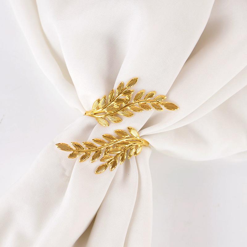 6/12pcs Gold Leaf Napkin Ring Buckles for Wedding Birthday Party Dinnig Table Decoration Christmas Thanksgiving Napkin Holder