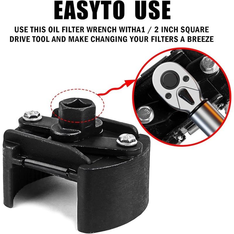 Professional Durable Universal Adjustable Oil Filter Wrench Two-Jaws 60-80mm Range Filter Remover Tool For Auto Maintenance