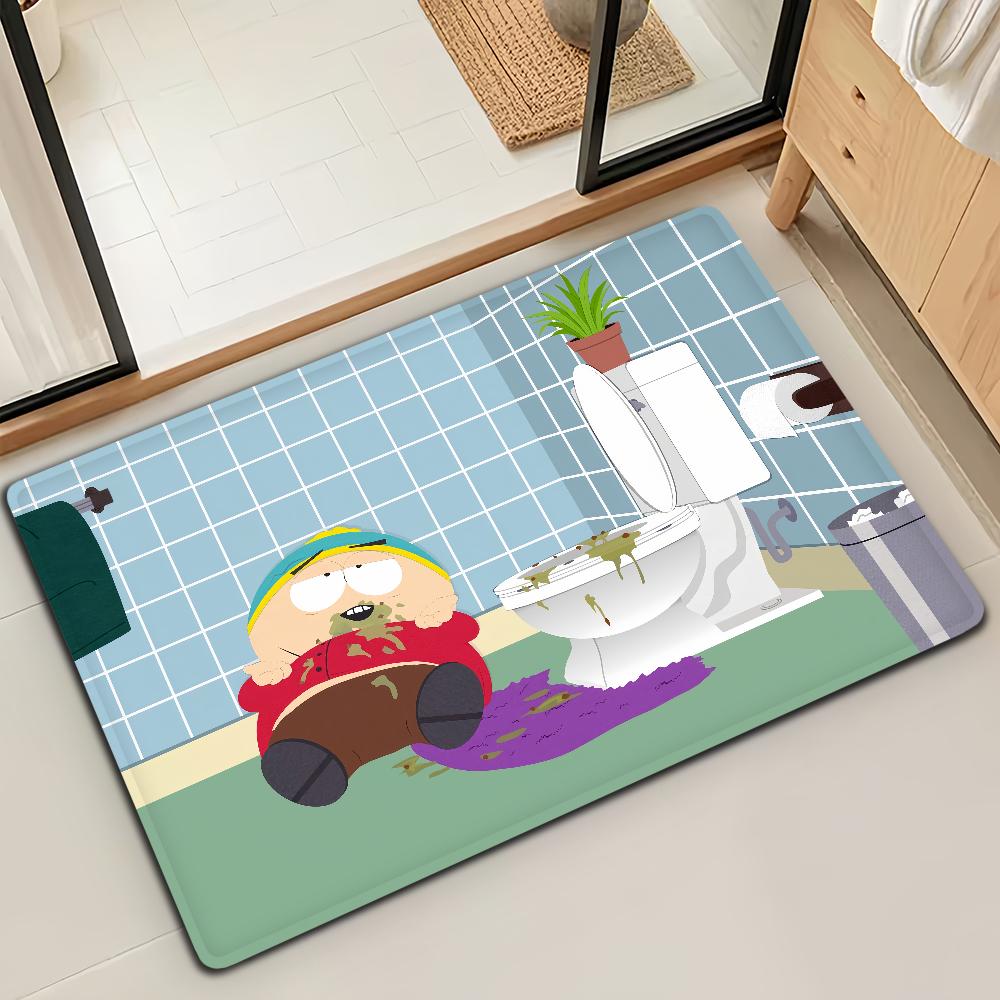 Cartoon S-SOUTH PARK Funny Door Mat Bath Microfiber Decorative Versatile Flannel Floor Mat Quick Dry Absorbent Non-slip Sole
