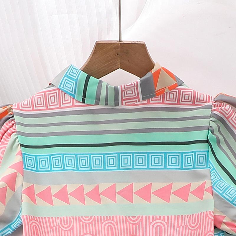 7-12Y Children's Clothing Girl Summer Dresses New Dresses Fashion Printing Shirt Dresses Short-sleeved Dresses