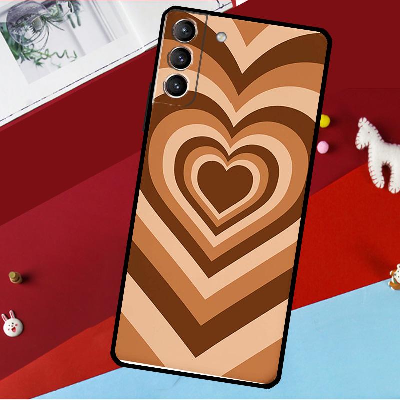 Latte Love Groovy Coffee Heart Pink Funda For Samsung Galaxy S26 S25 S24 S21 S22 S20 Ultra S9 S10 Plus S23 FE S25 FE Phone Case