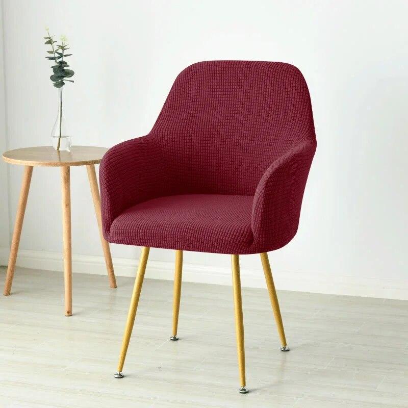 1pc Polar Fleece Armchair Cover Elastic High Back Sloping Office Chair Covers Washable Dining Chair Seat Slipcover Solid Color
