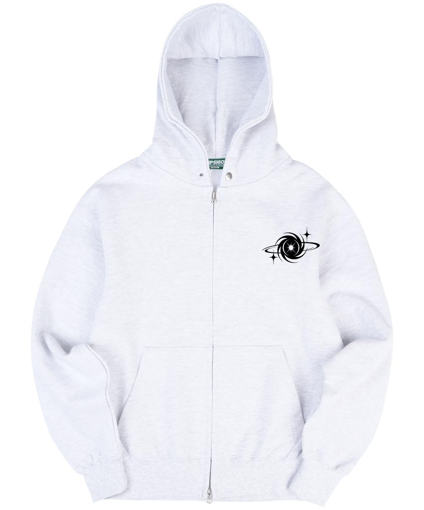 Tripshion Planet Star Heavyweight Zip-Up Hoodie (2-Way) - White