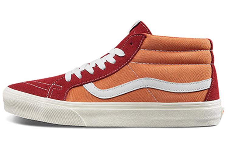 Vans Sk8 mid Retro Mid Top Casual Skate Shoes Unisex Red Orange Splicing Orange Red VN0A391FTEV 37