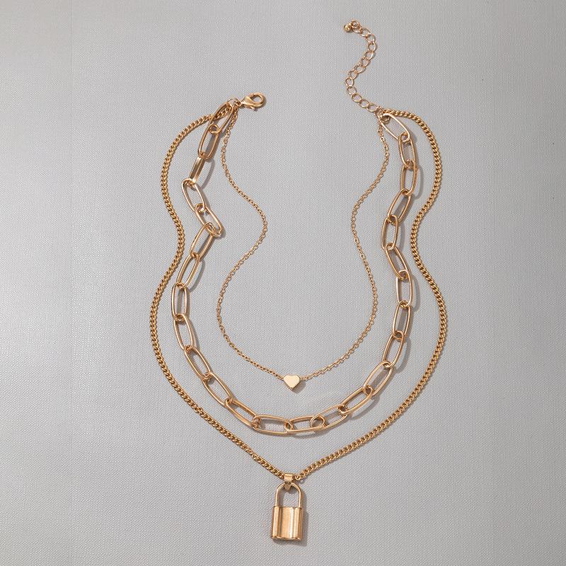 Accessories, Creative Popular New Products Versatile Punk Metal Heart Love Lock Necklace Clavicle Chain