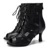 Girls Ladies Sexy Latin Lace Up Jazz Dance Shoes Mesh Breath High Top Dancing Boots  High Heels 7.5CM