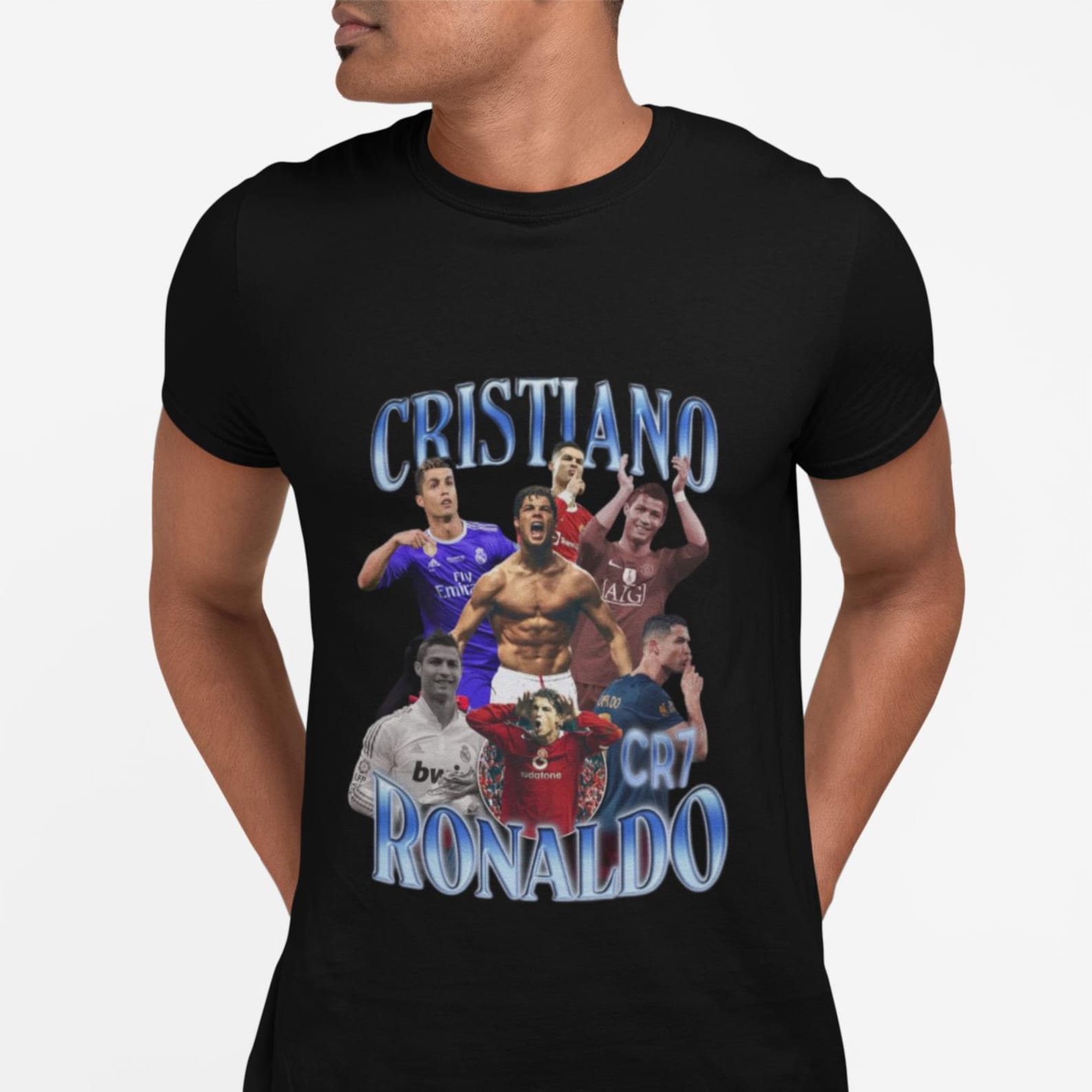 Cristiano Ronaldo Collage T-Shirt | Soccer Player Photo Graphic L