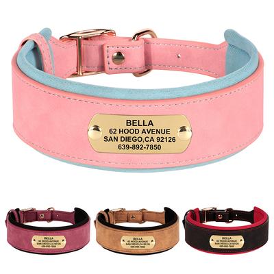 Maßgefertigtes Graviertes Hundehalsband Breites Leder-Hundehalsband Groß Weich Gepolstert Haustier-Hundehalsbänder Für Mittelgroße Große Hunde Kostenlose Gravur