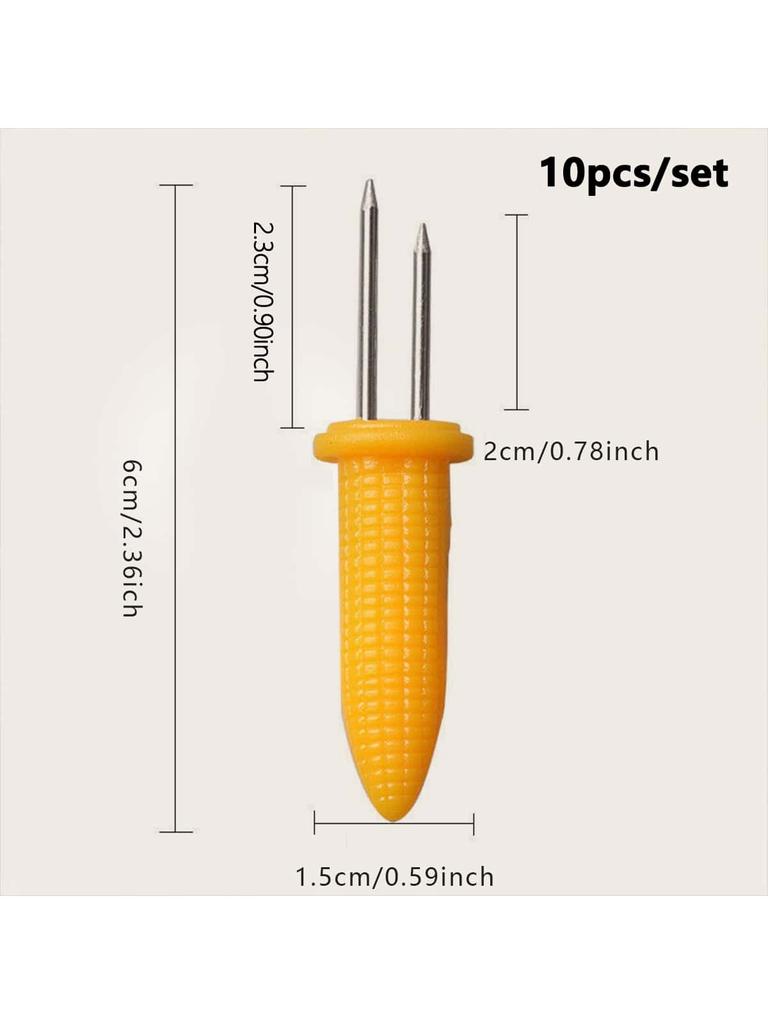 10Pcs Corn Fork BBQ Stainless Steel Corn Holders Handheld Anti Scalding Corn Needle Corn On The Cob Double Fork Barbecue Tool