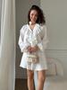 Dress European and American summer new gentle temperament lantern sleeve V-neck ruffle edge waist shirt skirt