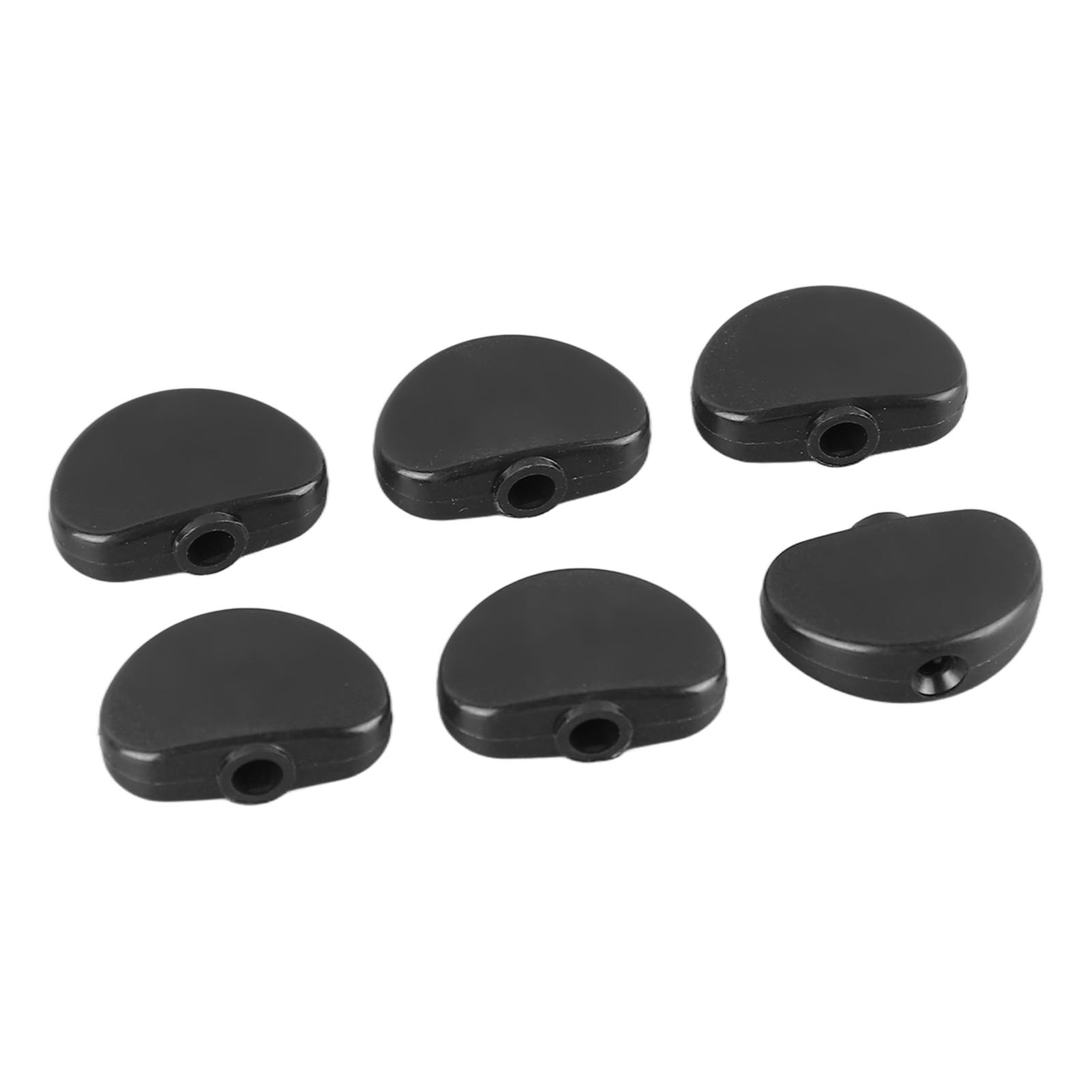 

6 Pcs Guitar Machine Head Button Half Round Plastic Comfortable Grip Universal Tuning Peg Replacement Tip Black чёрный