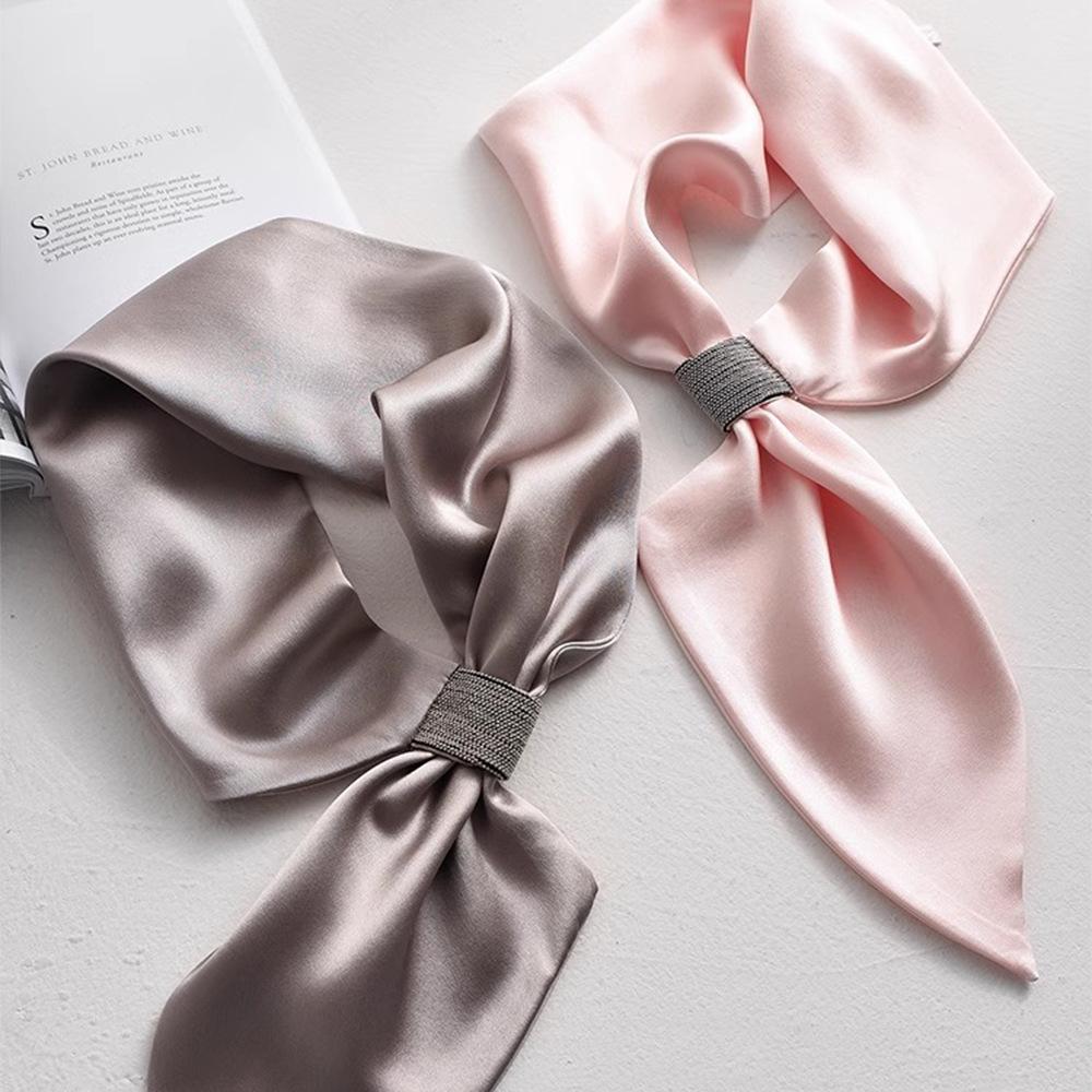 Korean Version of Workplace Women Elegant Luxury Lazy Long Small Silk Scarf Flash Diamond Versatile Hot Decorative Small Scarf Neck Protection