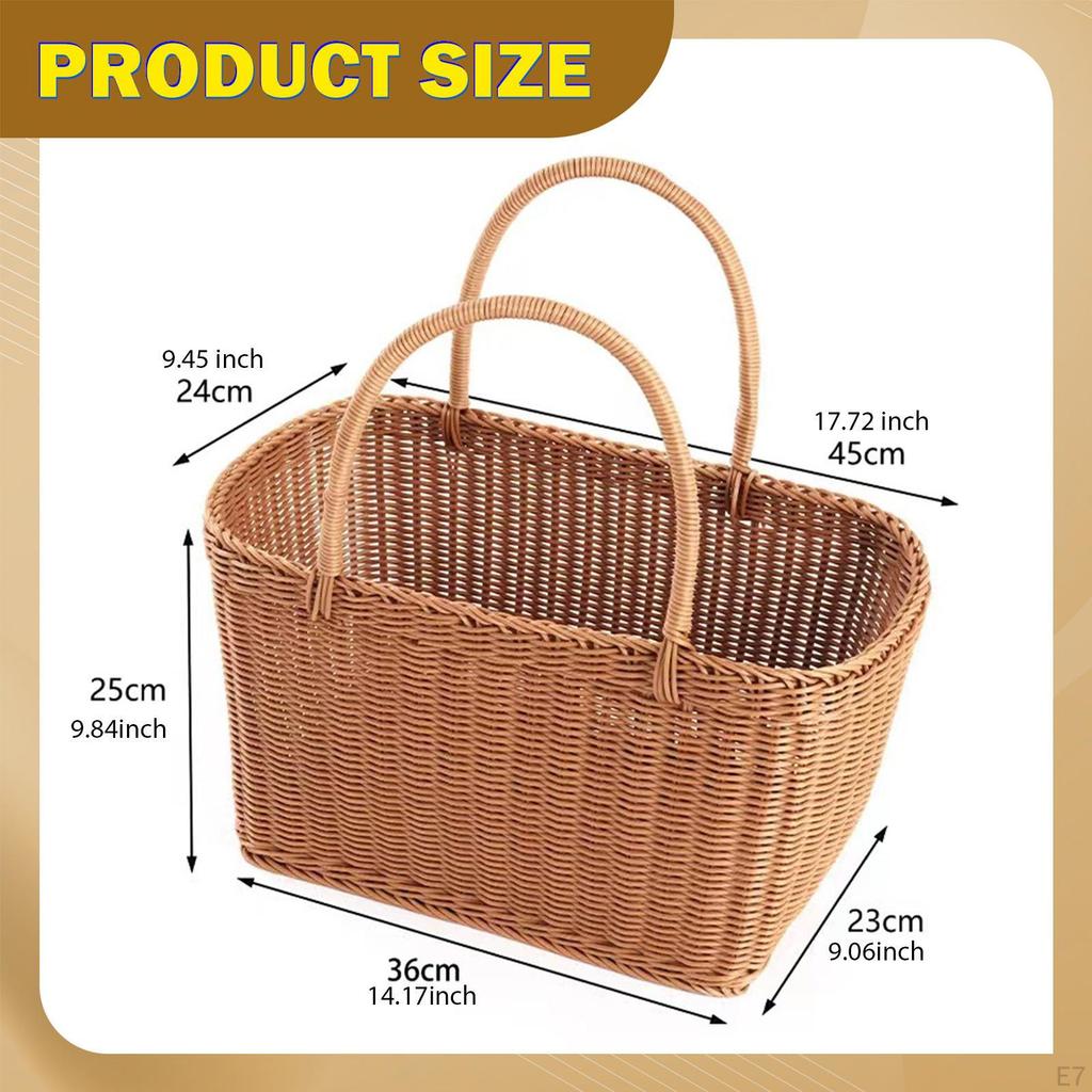 Empty And Versatile Woven Basket with Handle, Made of Imitation Rattan, Ideal for Fruit, Eggs,