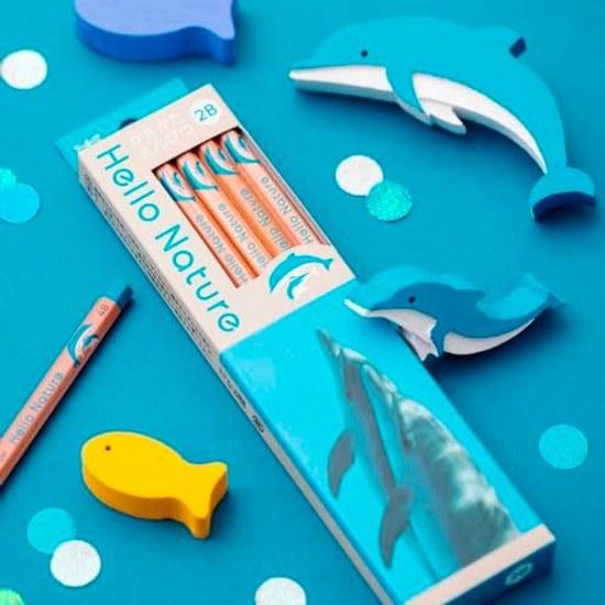 Tombow Pencil Writing 2B (Dolphin Design) Hello Nature Hand Dolphin 1 Dozen KB-KHNDL2-2B
