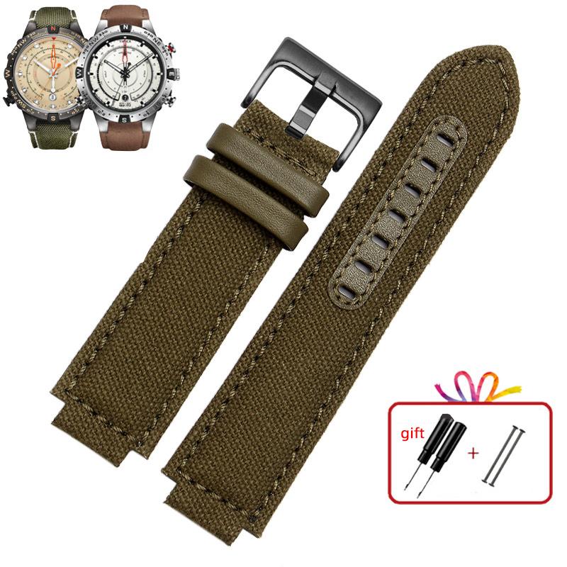 Cinturino in vera pelle per orologio Timex Tidal compass Cinturino T2n739 T2n720 T2n721 Cinturino in tela 24*16mm da uomo Bocca convessa