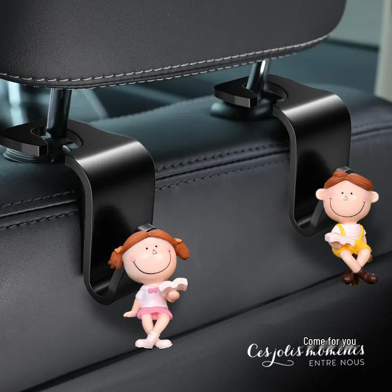 Cute 3D Cartoon Car Seat Back Hooks - Couple Collection