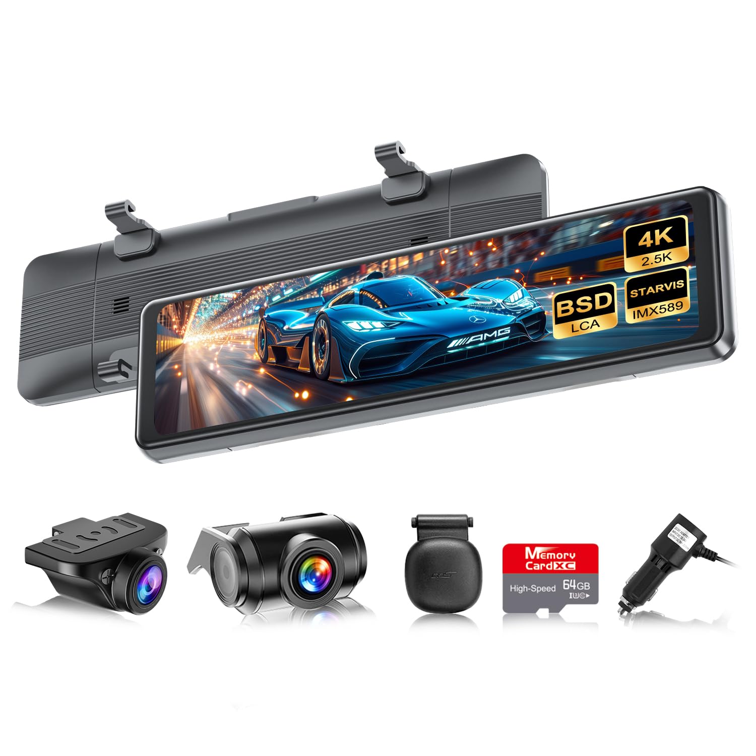 

VANBAR Dash 2025 Отдельная камера заднего вида с 4K BSD Водитель и LCA Функции заднего автомобиля 8MP IMX415 Голосовая парковка Радиопомехи Ночная запись