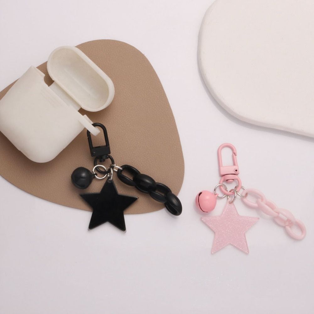 Ornament Glitter Stars Pendant Pink and Black Y2K Jewelry Keychain Cartoon  Keychain  Women Men