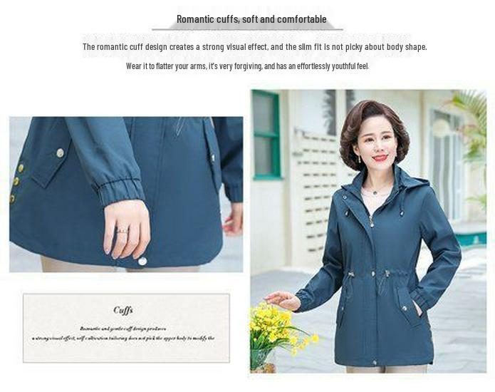 Szykowny Damski Płaszcz Przejściowy Plus Size dla Kobiet w Średnim Wieku i Starszych, Nowy Styl Wiosna/Jesień 2025