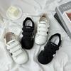 Student Velcro Black Shell Head Big Head Casual Shoes Women's Height Increasing Platform White Shoes Versatile Sneakers