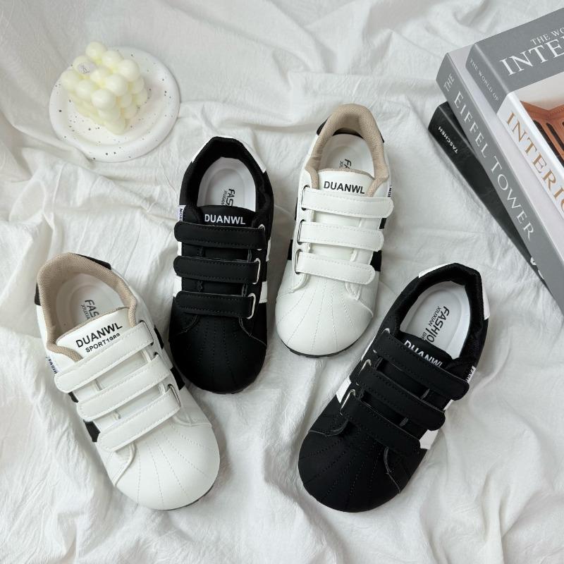 Student Velcro Black Shell Head Big Head Casual Shoes Women's Height Increasing Platform White Shoes Versatile Sneakers
