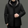 Herrenmilchseide Daunenjacke mit Kapuze Verdickt Papa Jacke Mittellange und Lange Daunenjacke Abnehmbare Innenjacke