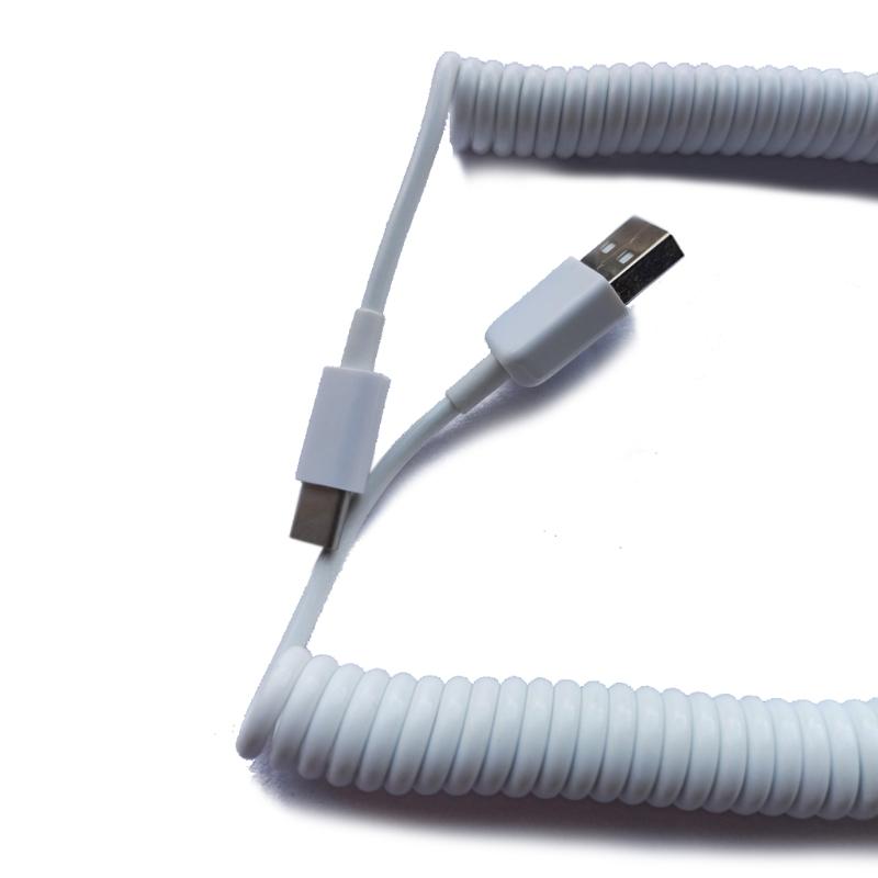 USB C Port Coiled Cable Wire Mechanical Keyboard GH60 USB Cable Type c USB Port for Poker 2 GH60 Keyboard Kit DIY