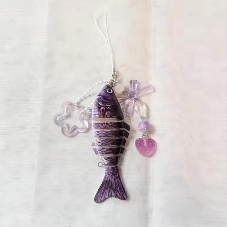 Realistic Fish Star Bowknot Pendant Keychain Lightweight Phone Lanyard Mobile Strap Accessory Plastic Keychain Jewelry