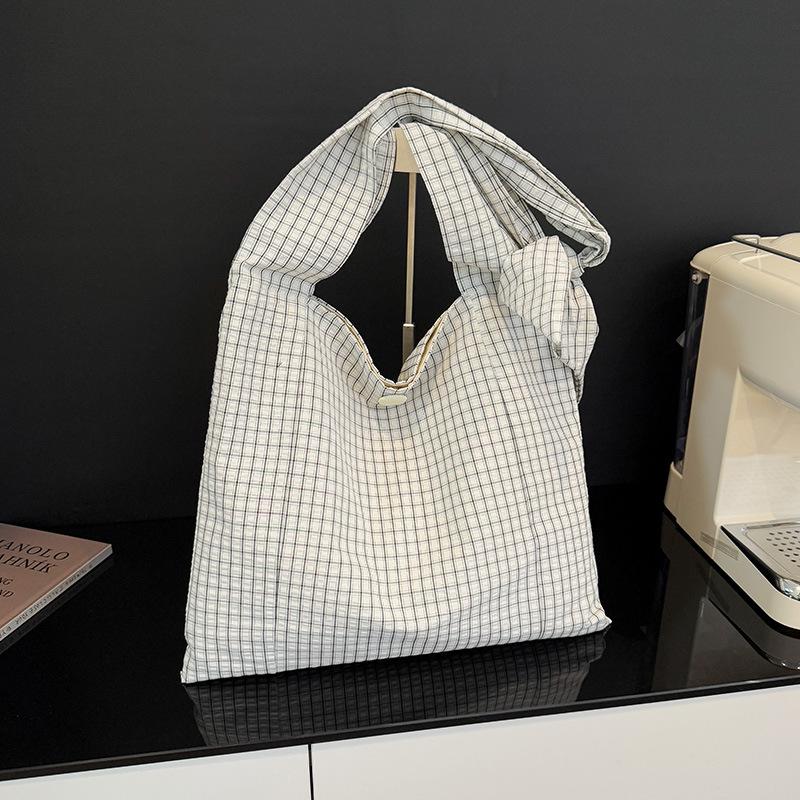 Bag Korean lazy style canvas bag literary niche armpit bag 2025 new plaid bag fashion shoulder bag